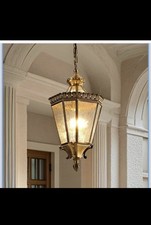 Milaii Copper Outdoor Pendant Light 19.3" H Brass Exterior Hanging Light