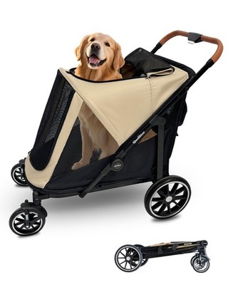 Dog Stroller for Large Dogs & Cats up to 130 lbs,Foldable Large Pet Stroller ...