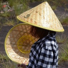 Bamboo Hat Chinese Rattan Fisherman Hats Retro Handmade Weave Sunshade Rain Ca