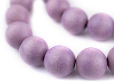 Purple Round Natural Wood Beads 20mm Large Hole 16 Inch Strand