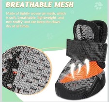 Dog Shoes Anti Slip Paw Protector Shoes Size 4 Med/Large Gray/Orange