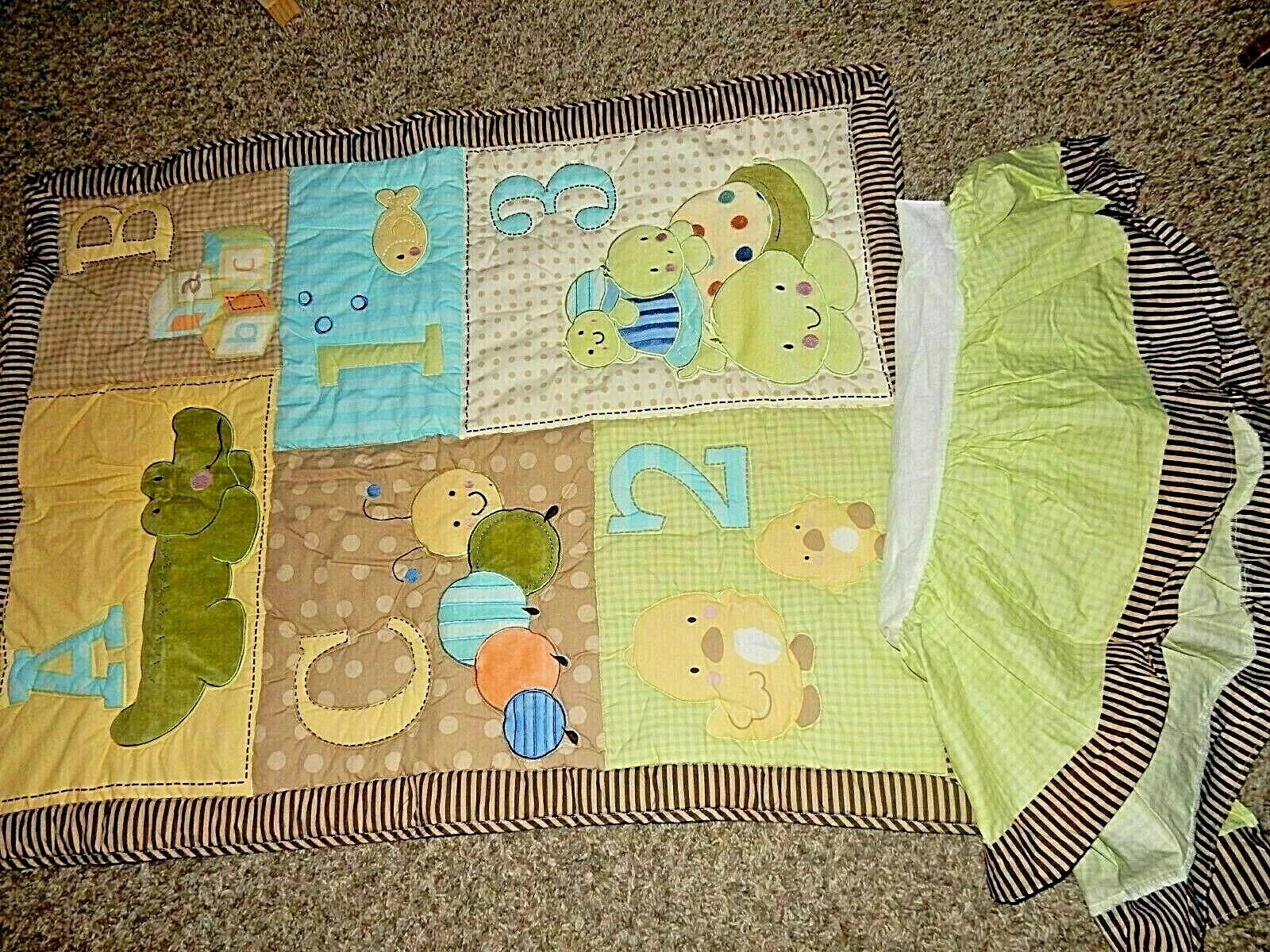 4P Vintage JUST BORN ABC 123 Velour Turtles Crib Skirt & Comforter Blanket Set
Opens in a new window
