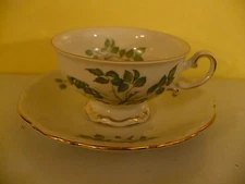 Mitterteich GREEN LEAVES Porcelain China Cup & Saucer Set #4254 EXC
