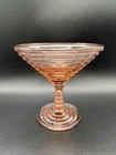 Vintage Anchor Hocking Pink Manhattan Martini Glass Round Compote, Ribbed