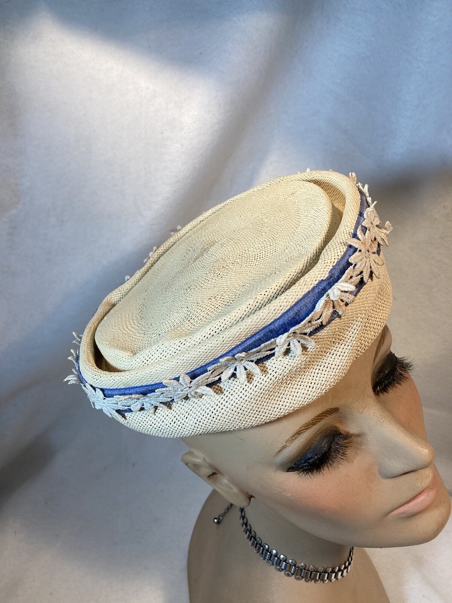 Vintage 1950’s Mid Century Ivory Woven Pillbox Hat Union USA Milliners Made Vintage 1950s-60s Ivory Woven Pillbox Hat With Veil - Etsy main image 3