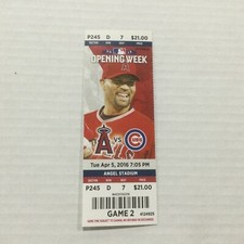 ANGELS 2016 TICKET STUB 4/5/16 VS CUBS~Ji-Man Choi  MLB DEBUT