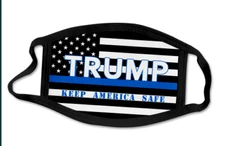 Trump Police Blue Line Flag Face Covering Mask Keep America Safe NEW Washable