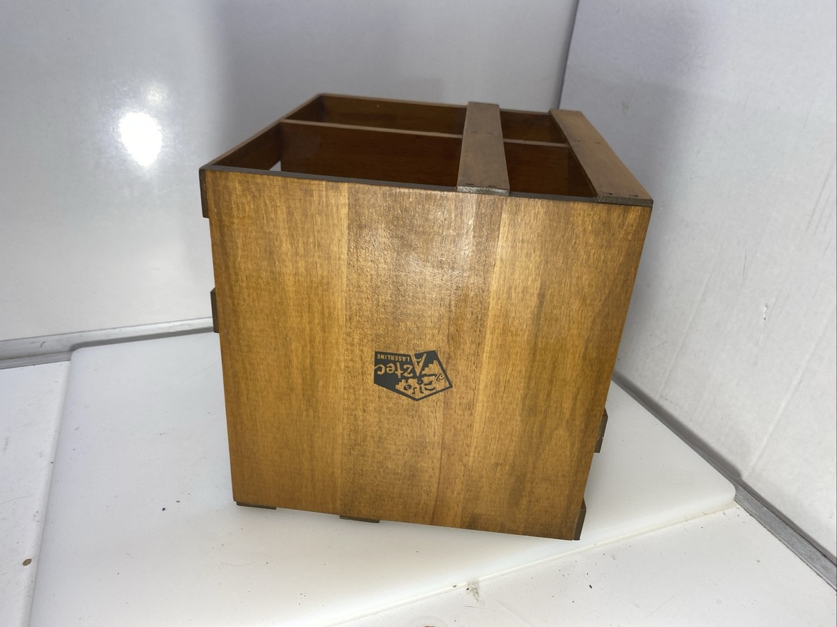 Aztec Laserline Wooden Storage Spinning Box Holds 104 CD