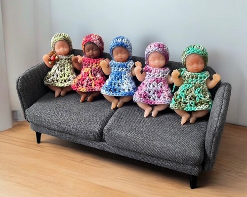 My Mini Baby Clothes Crochet Dress Beanie Mini Bear 2.5 inch Zuru Doll BN #QHP11 - Picture 3 of 52