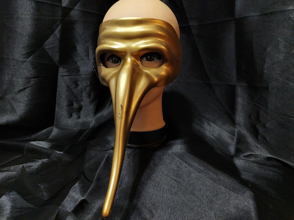 MASCARADA HALLOWEEN MARDI GRAS MEDIEVAL PLAGA DOCTOR ORO 3D MÁSCARA ADULTO Foto 3 de 4