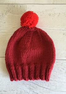 baby red bobble hat