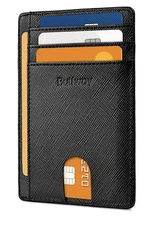Buffway Slim Small Wallet Unisex Minimalist Leather Front Pocket/ID Window New