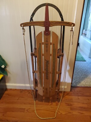 Antique Monoplane Sled - Metal And Wood - For Children - Vintage