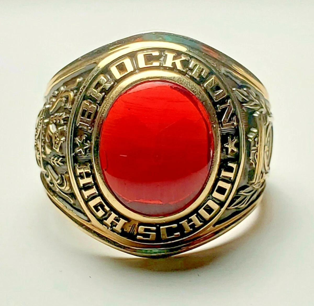 10K YELLOW GOLD BROCKTON HIGH SCHOOL CLASS RING 1968 SIZE 9.25 417 RARE