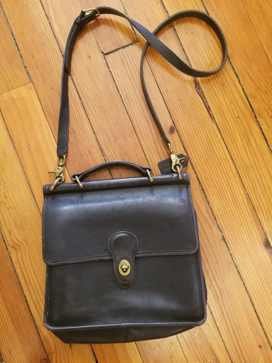 Coach Vintage Black Willis Leather Handbag with extra long strap attachment