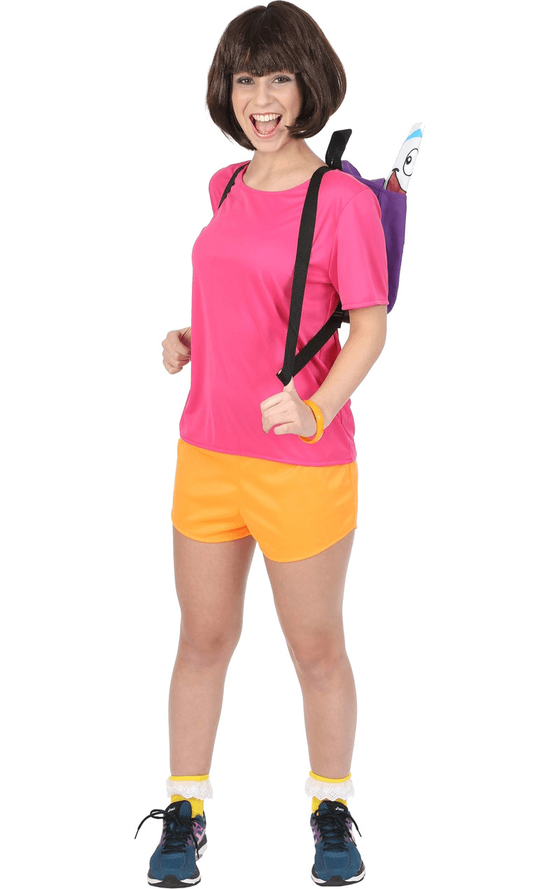 Adulto para mujeres Dora The Explorer TV Fancy Dress Costume con mochila