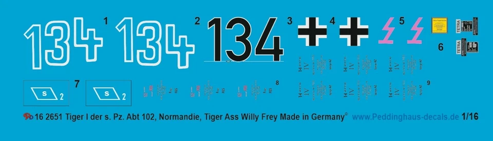 Peddinghaus-Decals 1/16 2651 Tiger I 1. Compatible S. Pz. Abt 102