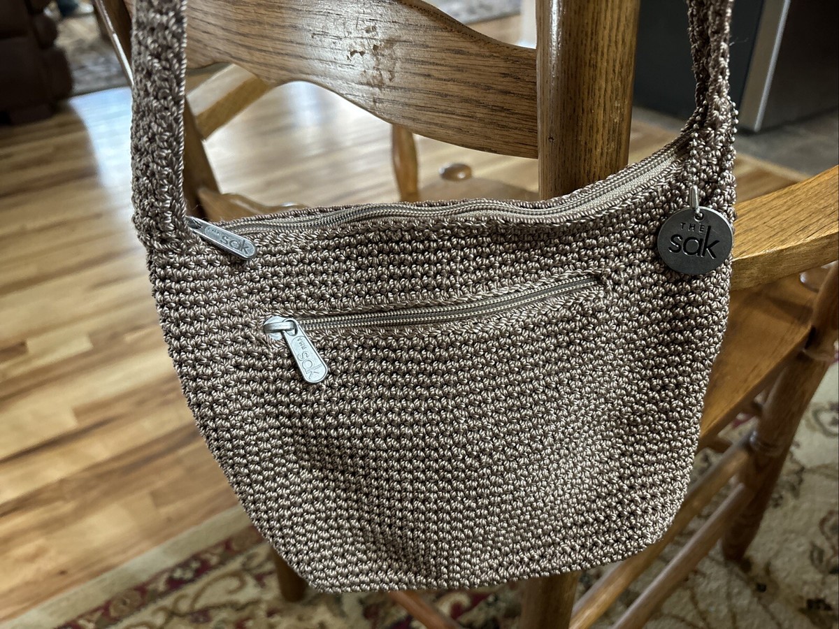 The Sak Tan Crochet Shoulder Bag with Zipper Handbag | eBay
