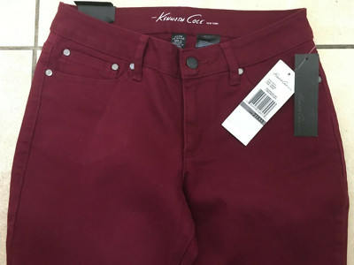 Kenneth Cole Damen Jeans niedriger Bund gerades Bein W27'' L33'' neu mit Etikett UVP 99 $ purpurrot