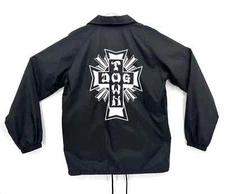 DOG TOWN Cross Logo Windbreaker, Jacket, Shell, black w/white logo  - Size Small