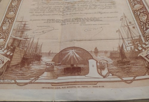 Brasilianischer 1908 Pariser Hafen Rio Grande Sul 500 Francs Coupons Anleihe Darlehen Verpflichtung - Bild 2 von 3