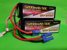 2 PACK VANT 6S 22.2V 5200mAh 50C Lipo Battery w EC5 zee POWER HOBBY LECTRON