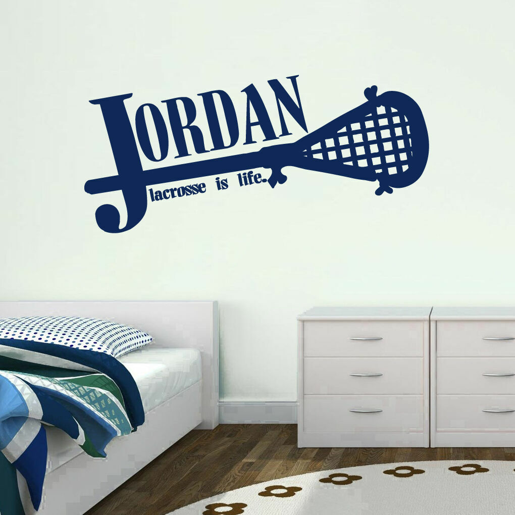 Custom Lacrosse Name Wall Decal - Personalized Sports Kids Teens Man Cave