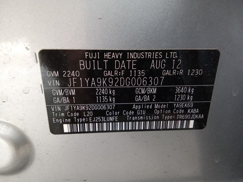 SUBARU LIBERTY EXIGA VIN JF1YA9 06/2008-12/2014 RIGHT TAILLIGHT IN BODY 5TH GEN - Picture 7 of 11