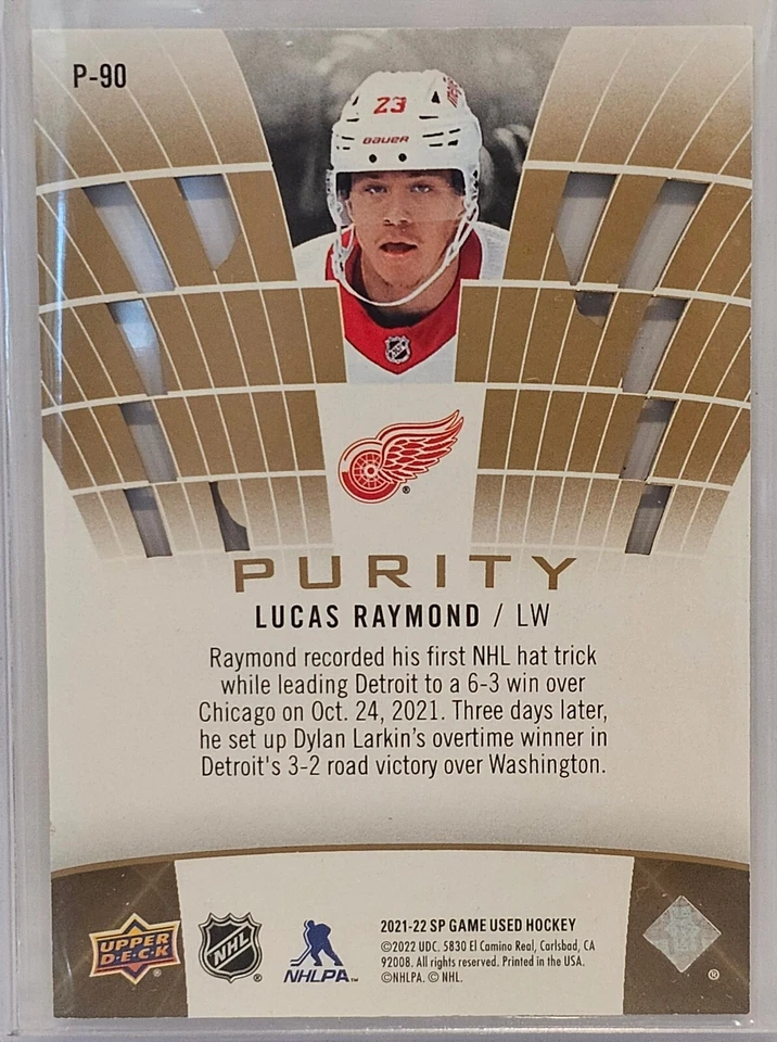 2021-22 Upper Deck SP Game Used Purity Gold 37/150 Lucas Raymond - Image 2 of 2