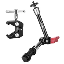 9 Inch Adjustable Magic Arm with Super Clamp and Cold Shoe Adapter - Compatib...