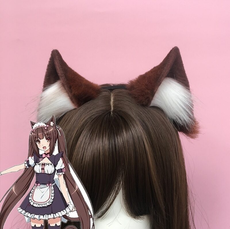 Brown Cat Neko Fox Ears Hair Hoop Lolita NEKOPARA Cosplay Costume