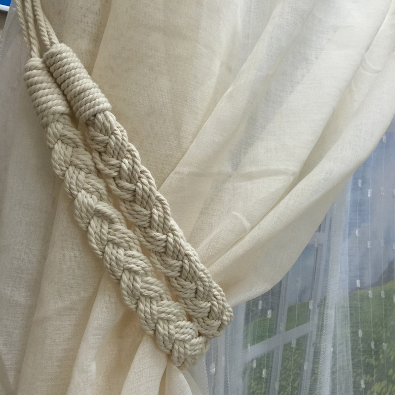 Pair Of Cream America Braided Cotton Thread Curtain Tie Backs Tiebacks Holdbacks
