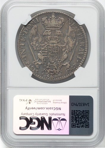 ITALY/ITALIAN STATES TUSCANY 1747 FRANCESCONE SILVER COIN, NGC CERTIFIED VF DET. - Picture 2 of 2