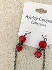 VINTAGE ASHLEY COOPER RED BEADS AND SILVERTONE CHAIN & MATCHING EARRINGS — photo 3