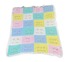 Vintage Baby Toddle Infant Homemade 34  x40  Crochet Blanket Pastel Colors