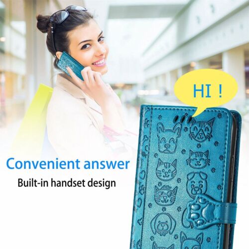 Cat Dog Wallet Phone Case For iPhone Samsung Huawei Honor Google Sharp ZTE TCL - Picture 9 of 15