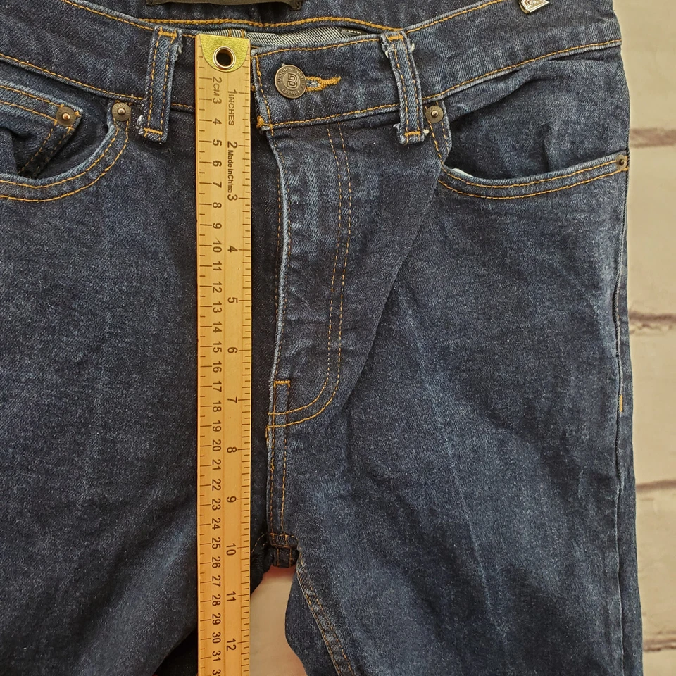 Pantalones de mezclilla Burton para hombre 32R lavado oscuro cremallera cónica 5 bolsillos elásticos ajustados azules Foto 4 de 4