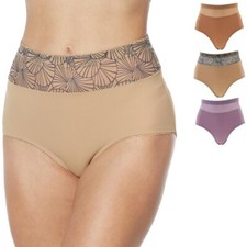 Rhonda Shear Women's 3-pack Briefs with Mesh Inset Deco Fans X-Large Size