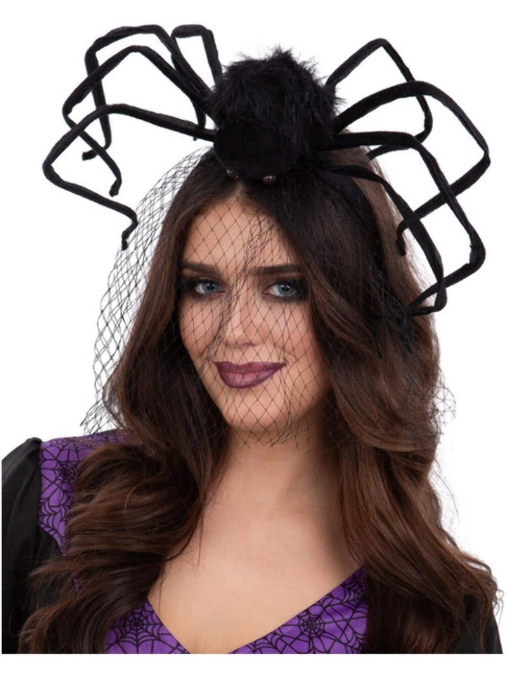 Damen Spinne Stirnband Kostüm Zubehör Halloween Black Widow Erwachsene Viel - Bild 1 von 1