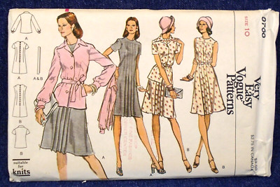 Vintage 70s Vogue Pattern 8768 Pleated Front Dress Jacket Sz 10 32.5'' Uncut