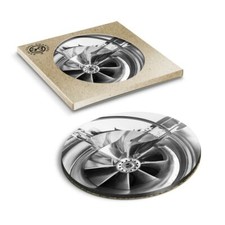 1 x Boxed Round Coasters - BW - Turbo Charger Car Men's #38178