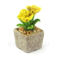 Miniatur Handgefertigte Gelb Farbig Keramik Blumen