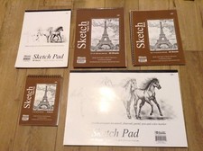 BAZIC Set of 5 Premium SKETCH BOOK Paper Pad 6" x 8", 12"x 18" 8.5"x10",9"x12