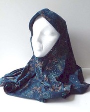 Womens One Piece Islamic Head Covering Hijab Sparkly Print with Sequins