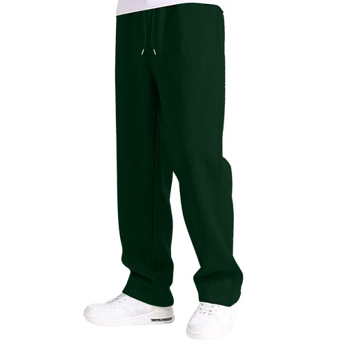 Herren Fleece gefütterte Jogginghose weites gerades Bein Hose unten Sweatpants Jogger - Bild 13 von 54