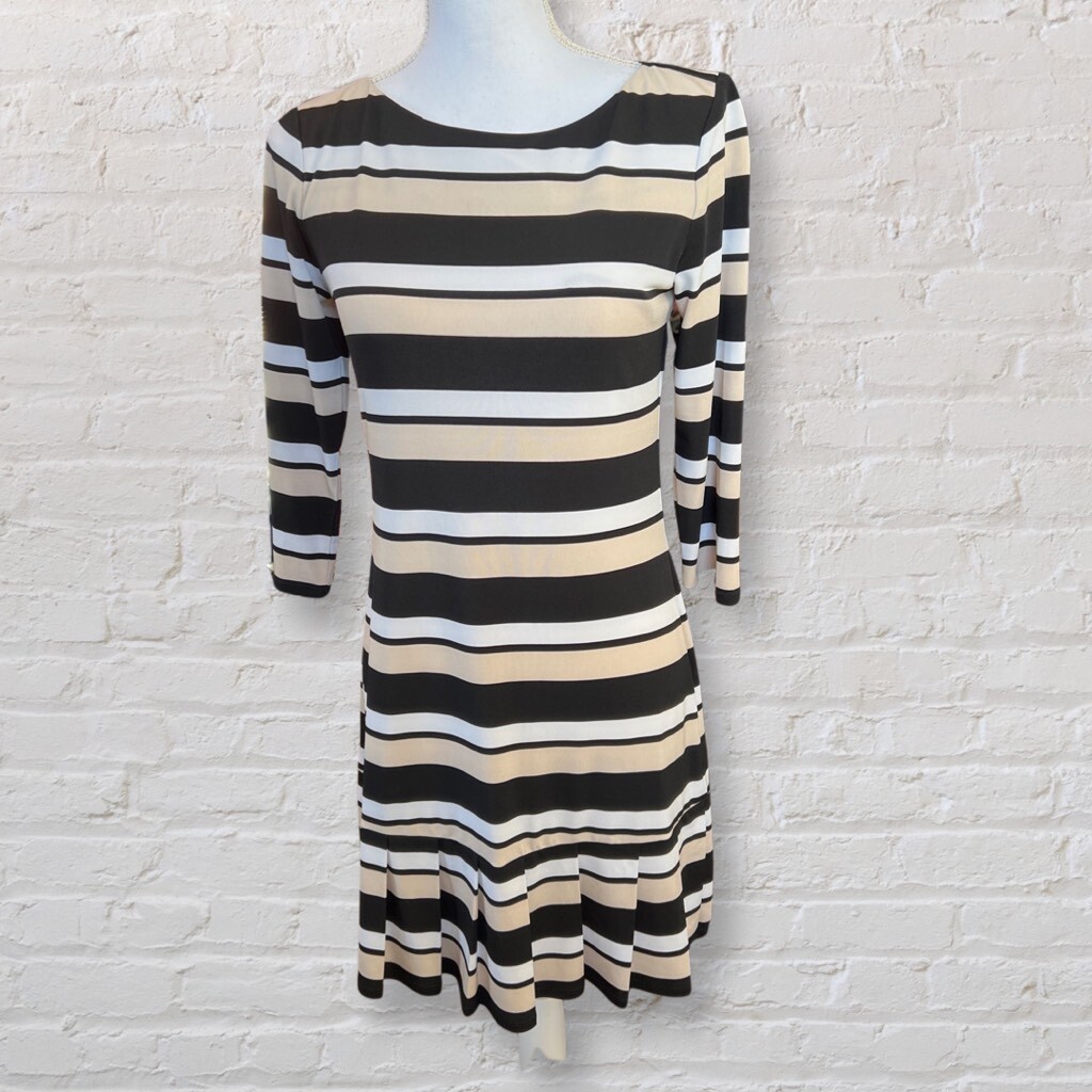 White House | Black Market Cream Striped Pleated Bottom Dress with Cutout Back S | eBay White House | Black Market Cream Striped Pleated Bottom Dress with Cutout Back S | eBay