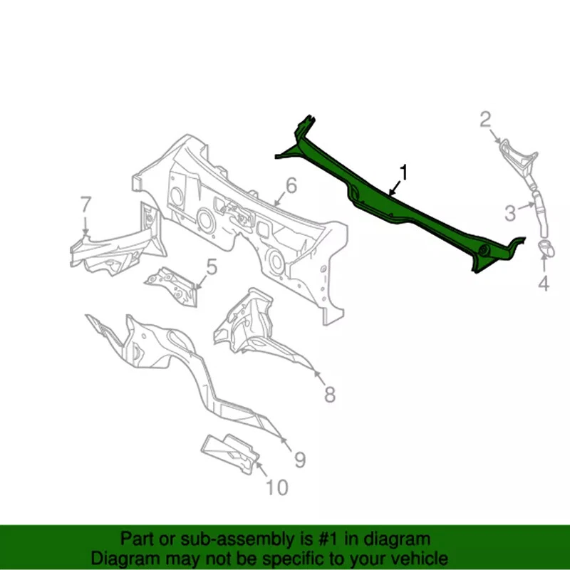 For 2002-2008 BMW 7 Series E65 E66 745i 750i 760i Windshield Cowl Cover Panel - Image 2 of 4