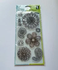 Inkadinkado Clear Stamps 9 pieces Mod Flowers