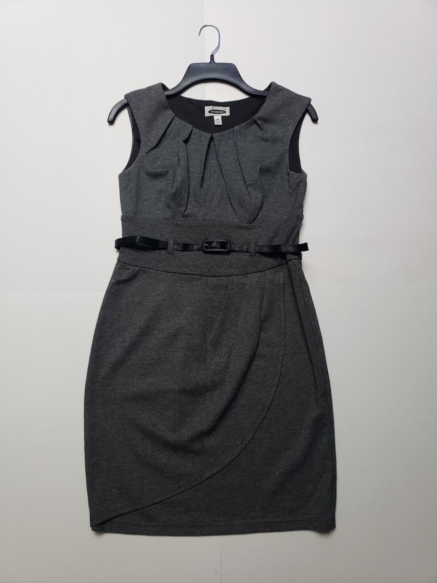 grey sleeveless work dress Intermission Womens Lined Gray Sheath Business Casual Sz 6 New Embroidery Flowers