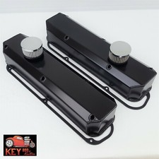 Small Block Mopar Black Fabricated Aluminum Valve Covers Breathers Dodge 318 360